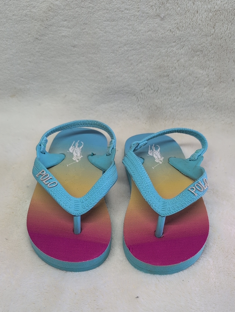 Polo by Ralph Lauren Kids Aqua Strap Gradient Pink-Blue Flip-Flops